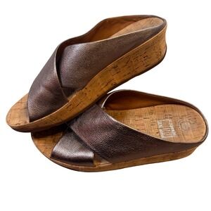 FITFLOPS Womens Cork Bottom Metallic Strap Sandal SZ 8